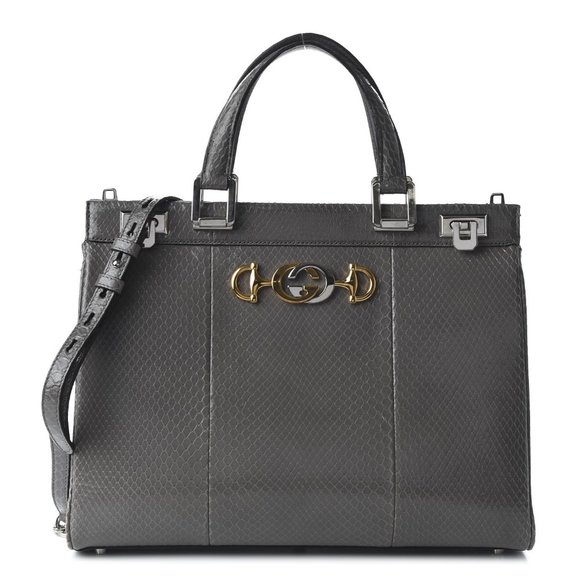 NWT GUCCI GG ZUMI MEDIUM TOP HANDLE PYTHON SATCHEL BAG - Picture 1 of 10